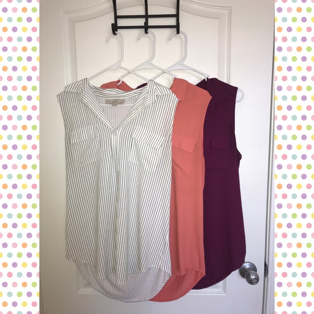Three Loft Sleeveless Blouses